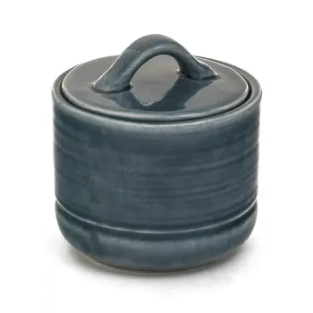 CERAMIC SUGAR JAR WITH LID BLUE