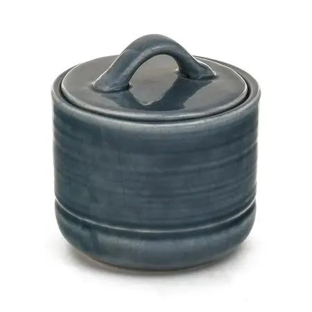 CERAMIC SUGAR JAR WITH LID BLUE