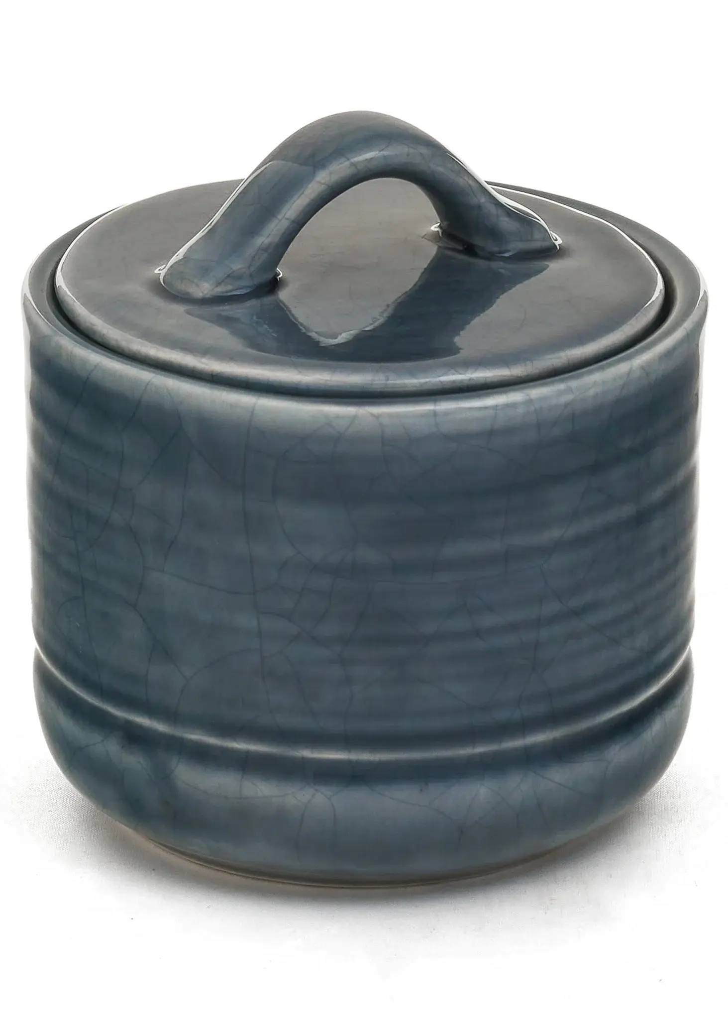 CERAMIC SUGAR JAR WITH LID BLUE