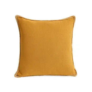CUSHION W/STITCH PIPING COTTON YELLOW 20X20