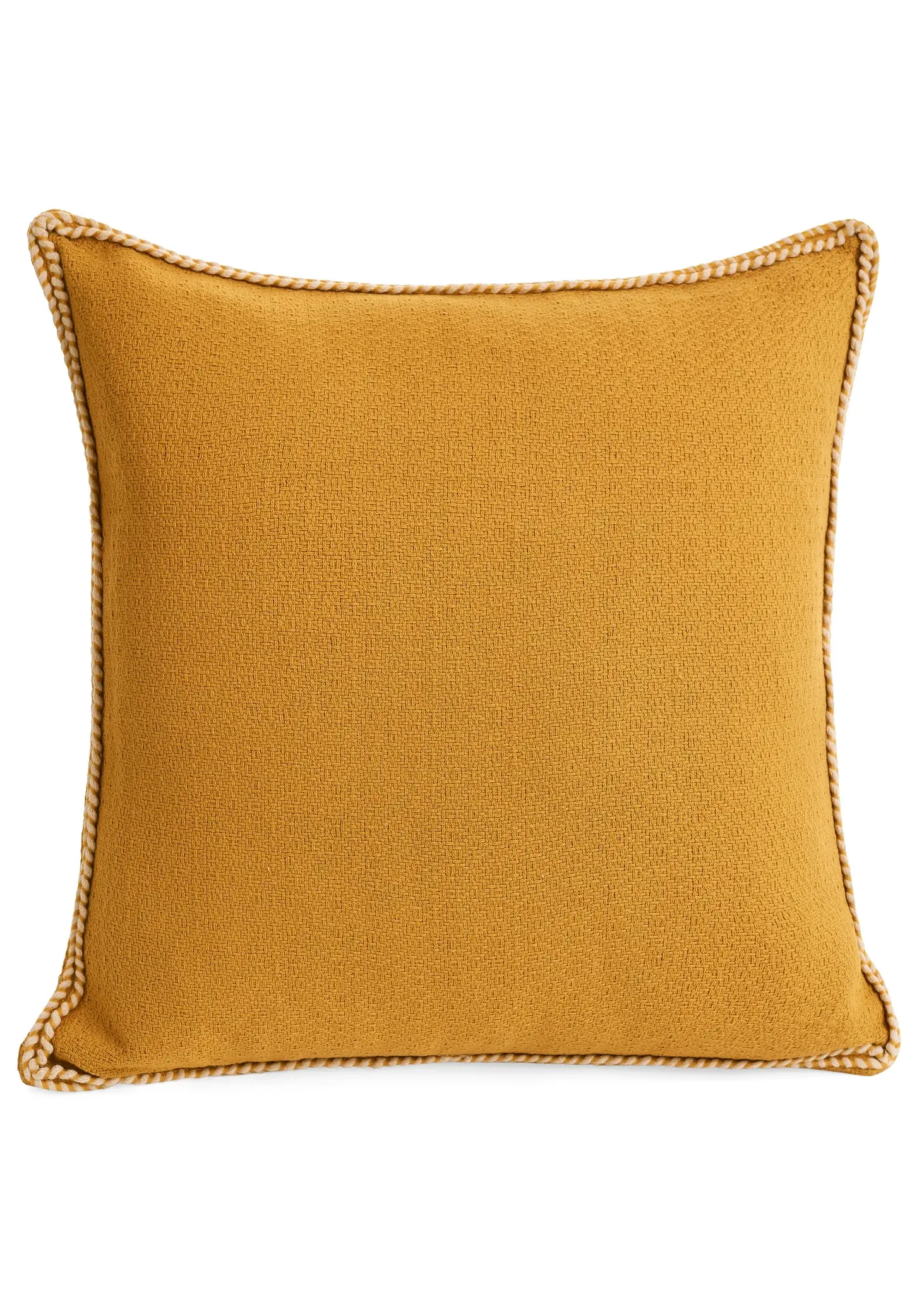 CUSHION W/STITCH PIPING COTTON YELLOW 20X20