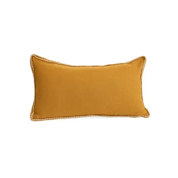 CUSHION W/STITCH PIPING COTTON YELLOW 12X22