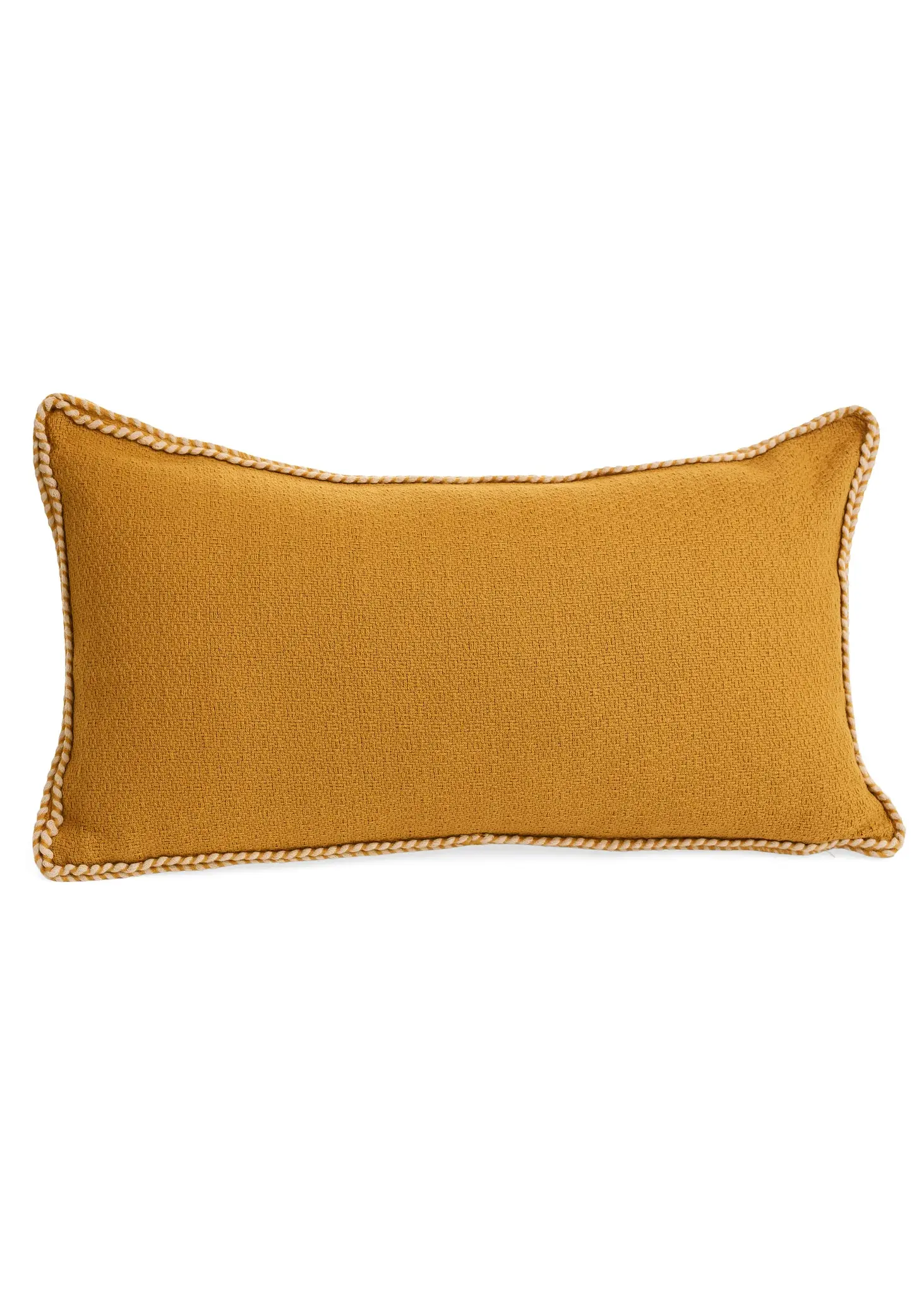 CUSHION W/STITCH PIPING COTTON YELLOW 12X22