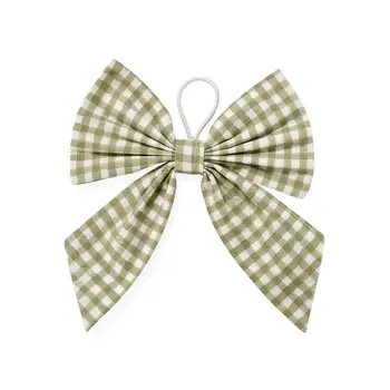 NAPKIN RING COT BOW TIE BLOCK PRINT GINGHAM SAGE