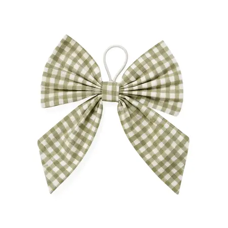 NAPKIN RING COT BOW TIE BLOCK PRINT GINGHAM SAGE