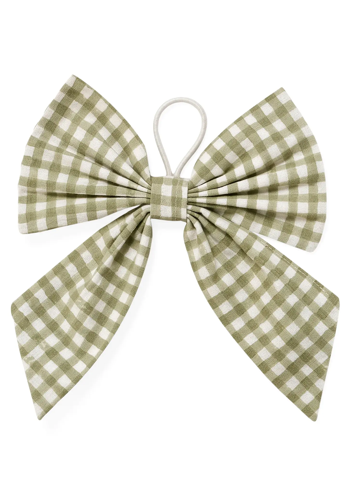 NAPKIN RING COT BOW TIE BLOCK PRINT GINGHAM SAGE