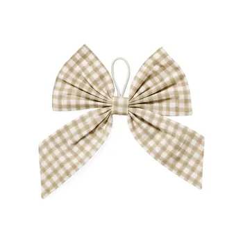 NAPKIN RING COT BOW TIE BLOCK PRINT GINGHAM TAUPE