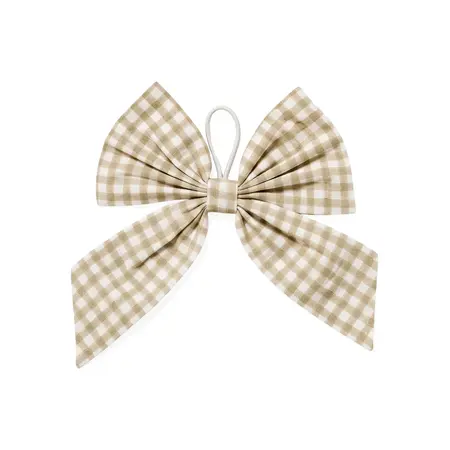 NAPKIN RING COT BOW TIE BLOCK PRINT GINGHAM TAUPE