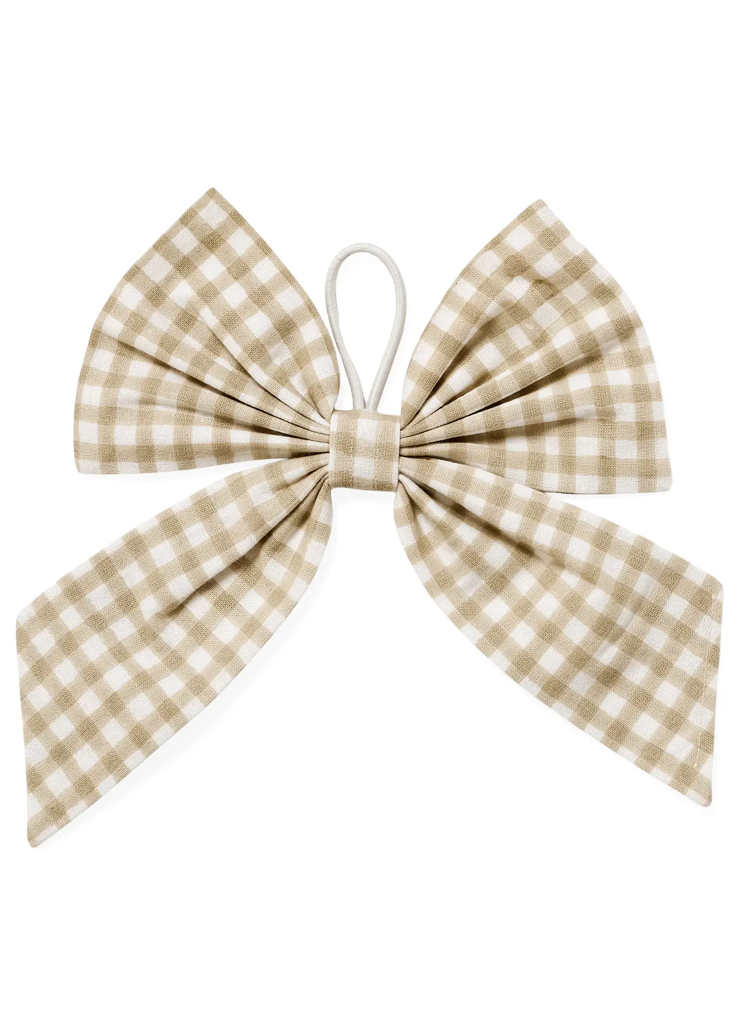 NAPKIN RING COT BOW TIE BLOCK PRINT GINGHAM TAUPE