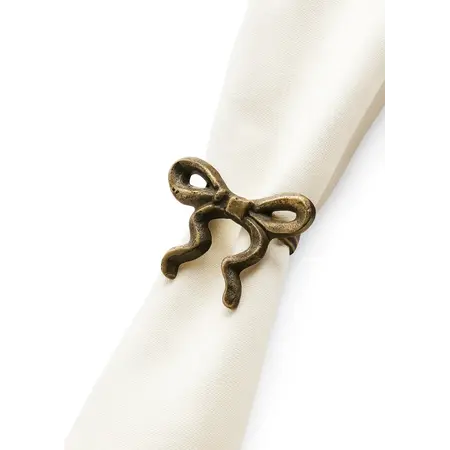 NAPKIN RINGS SET/4 BOW IRON ANTIQUE BRASS
