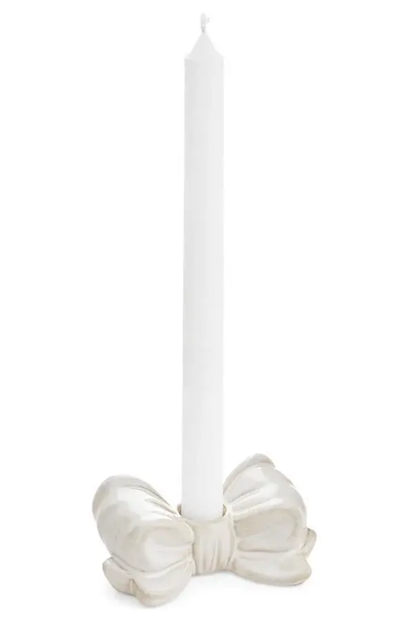 CANDLE HOLDER BOW PORCELAIN WHITE