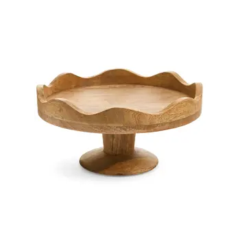 CAKE STAND MANGO WOOD WAVY EDGE NATURAL