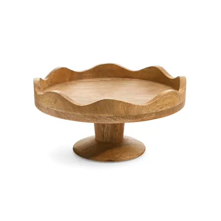 CAKE STAND MANGO WOOD WAVY EDGE NATURAL
