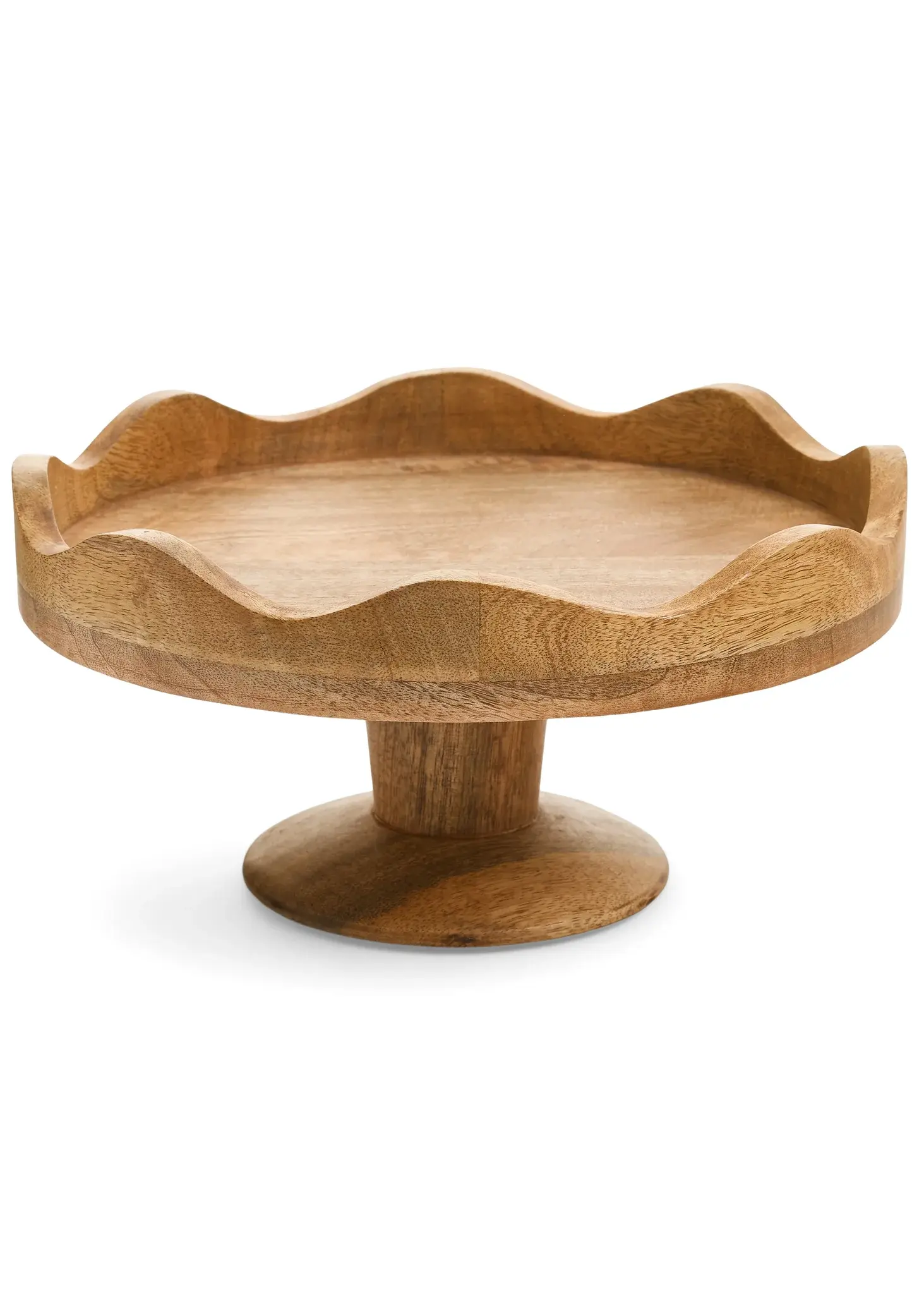 CAKE STAND MANGO WOOD WAVY EDGE NATURAL