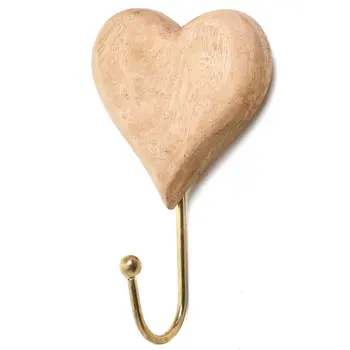 HOOK WOODEN HEART NAT-GOLD