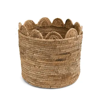 BASKET LARGE SCALLOP RIM GRASS NATURAL