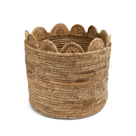 BASKET LARGE SCALLOP RIM GRASS NATURAL