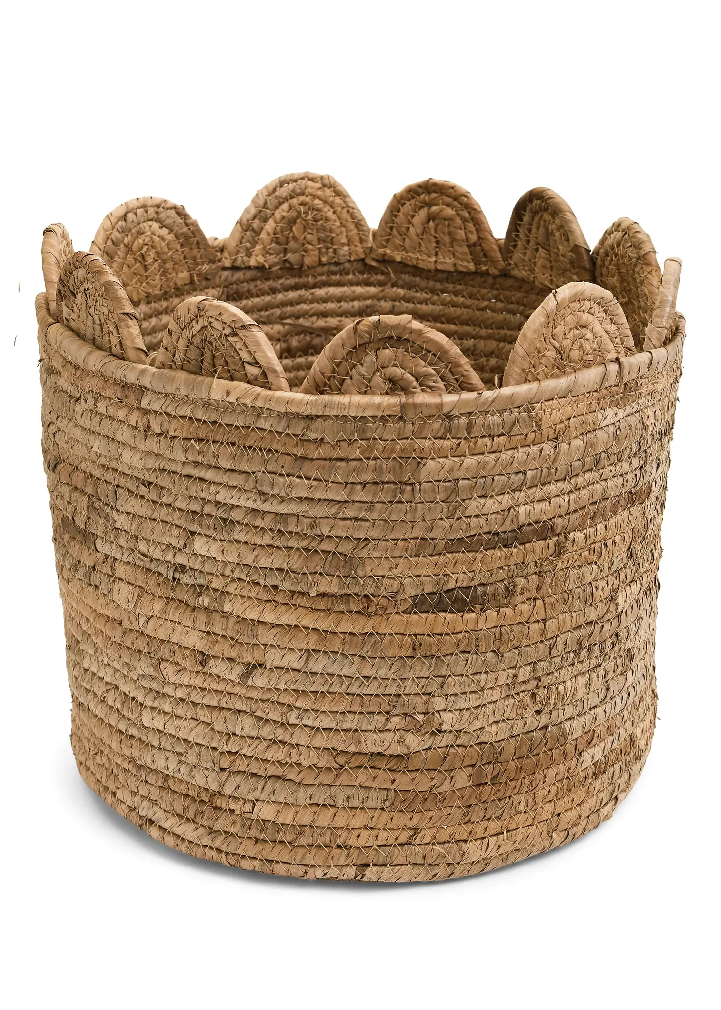 BASKET LARGE SCALLOP RIM GRASS NATURAL