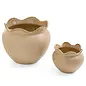 PLANTER SMALL CLAY W/ RUFFLES LIGHT MOCHA