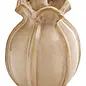 VASE SMALL CLAY ROUND W/ RUFFLES LIGHT MOCHA