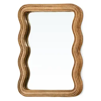 MIRROR WAVY MANGO WOOD NATURAL