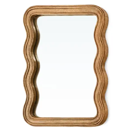 MIRROR WAVY MANGO WOOD NATURAL