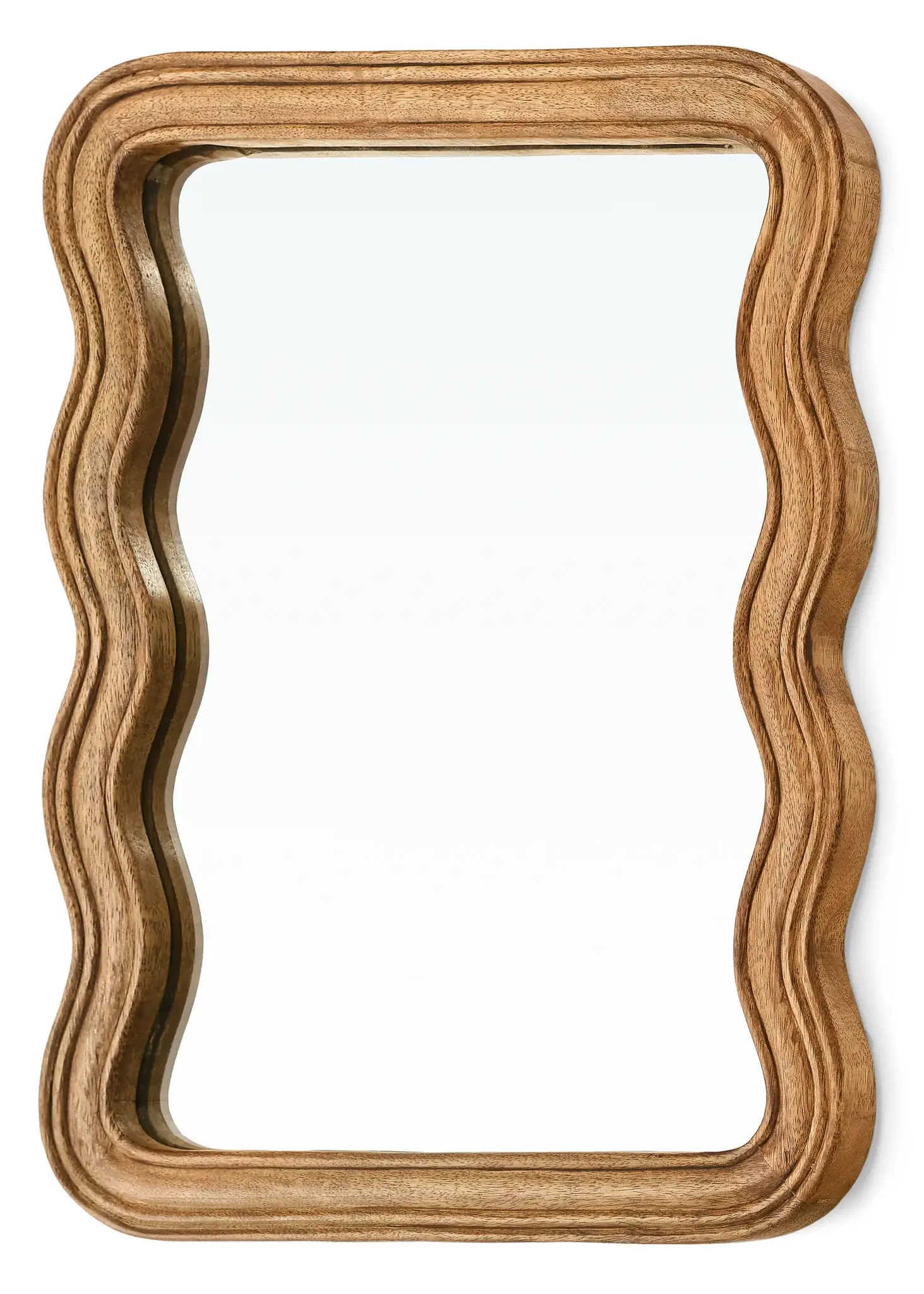 MIRROR WAVY MANGO WOOD NATURAL