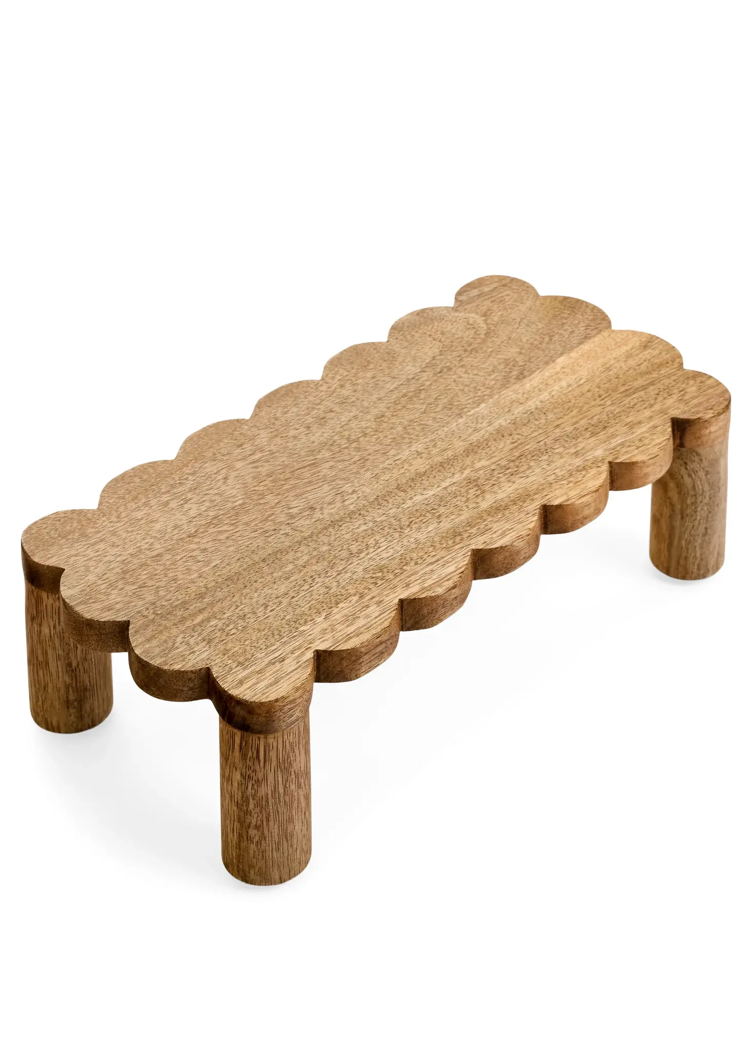 SERVING BOARD W/LEGS MANGO WOOD SCALLOP NAT
