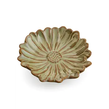 PLATE SMALL DAISY SHAPE PORCELAIN ANTIQUE GREEN 8133014