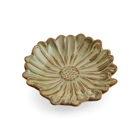 PLATE SMALL DAISY SHAPE PORCELAIN ANTIQUE GREEN 8133014