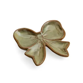 PLATE SMALL BOW SHAPE PORCELAIN ANTIQUE GREEN