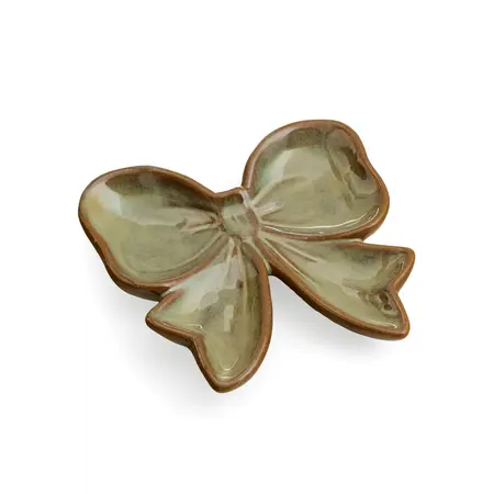 PLATE SMALL BOW SHAPE PORCELAIN ANTIQUE GREEN