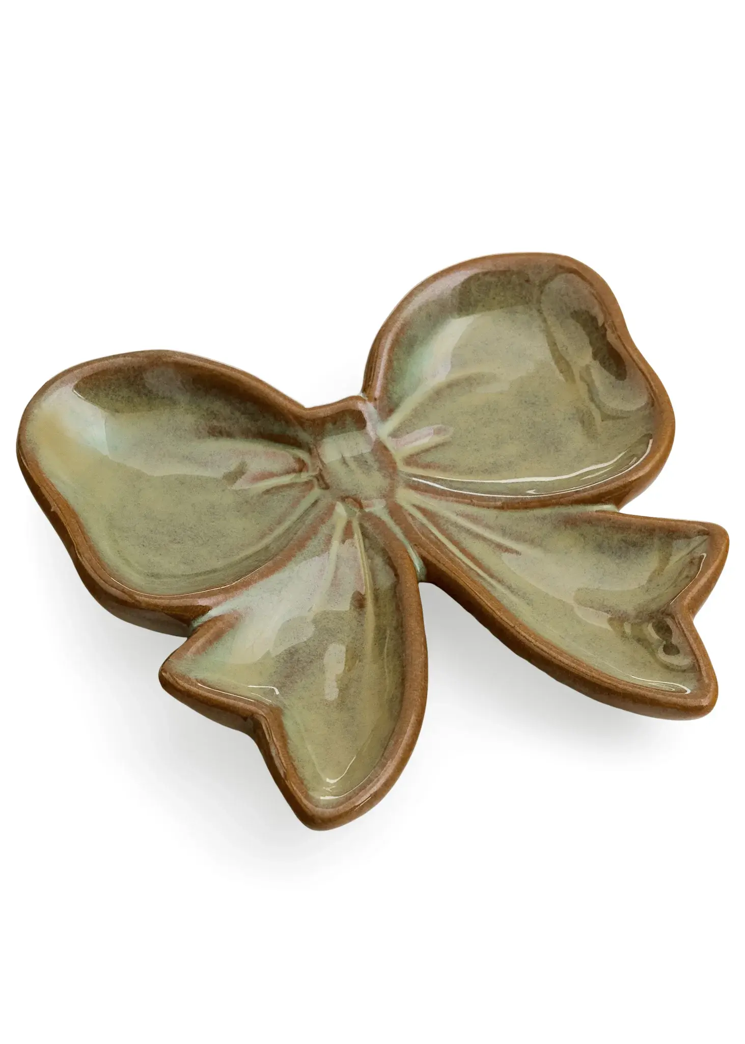 PLATE SMALL BOW SHAPE PORCELAIN ANTIQUE GREEN