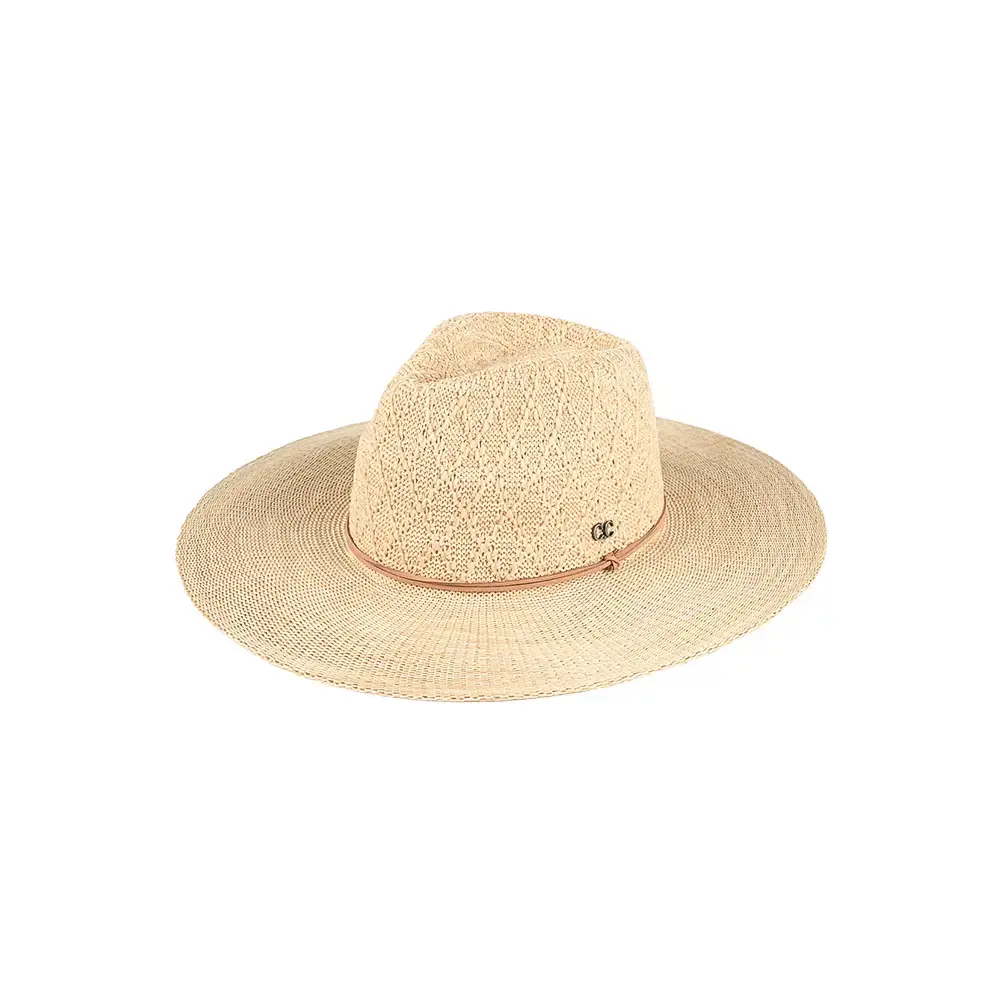 C.C Packable Pattern Panama Hat Beige