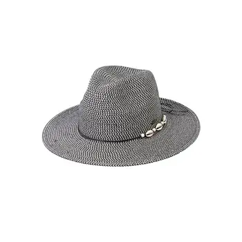 C.C Panama Sunhat with Shell and Pearl Trim Band Grey