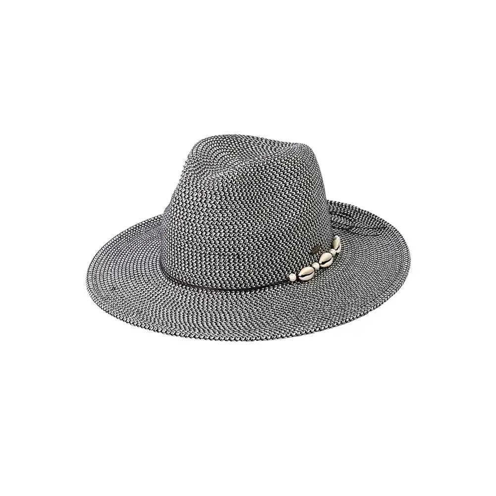 C.C Panama Sunhat with Shell and Pearl Trim Band Grey