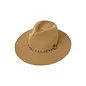C.C Rhinestone Bugle Bead Trim Panama Hat Dark Natural