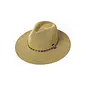 C.C Rhinestone Bugle Bead Trim Panama Hat Natural