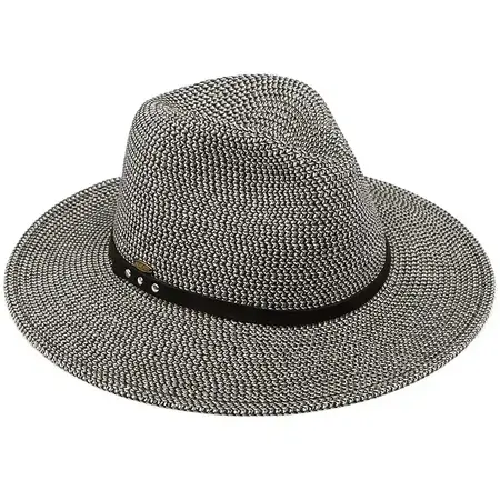 C.C Suede Band Trim Panama Sun Hat Black