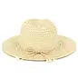 Woven Pearl Band with Flower Beads Straw Fedora Sun Hat Beige