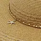 Starfish Charm and Beaded Band Wide Brim Straw Hat