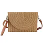 Gold Threads Mixed Striped Straw Clutch Crossbody Bag Taupe