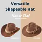 Distressed Fabric Band Rustic Cowgirl Fedora Hat