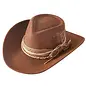 Distressed Fabric Band Rustic Cowgirl Fedora Hat