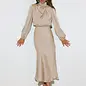 Ladies Elegant Satin Party Daily Midi Dress Apricot