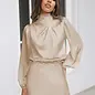 Ladies Elegant Satin Party Daily Midi Dress Apricot