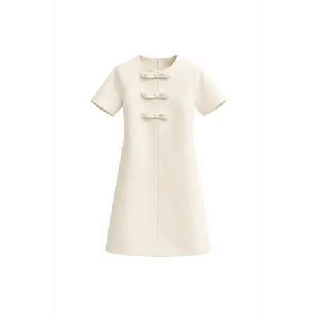 Offwhite Dress with Bows