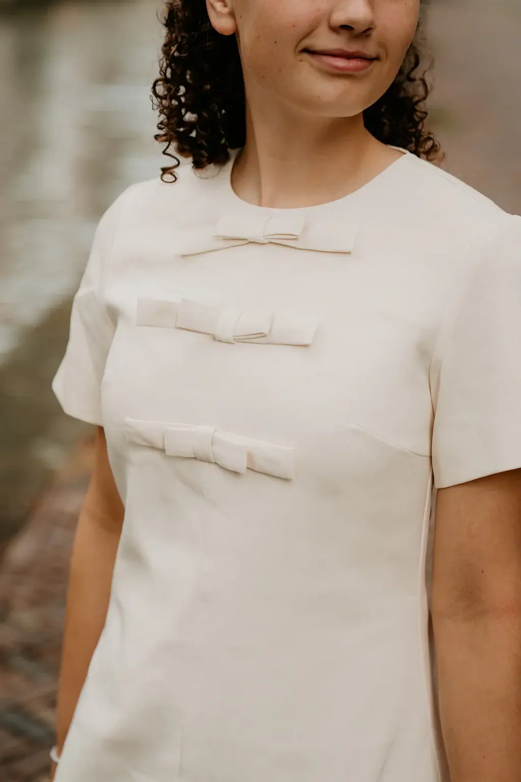 Offwhite Dress with Bows