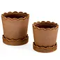 PLANTER SMALL CERAMIC SCALLOP EDGE ROSEWOOD