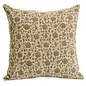 CUSHION COTTON HAND BLOCK PRINT FLWRS 17X17 OLV GR
